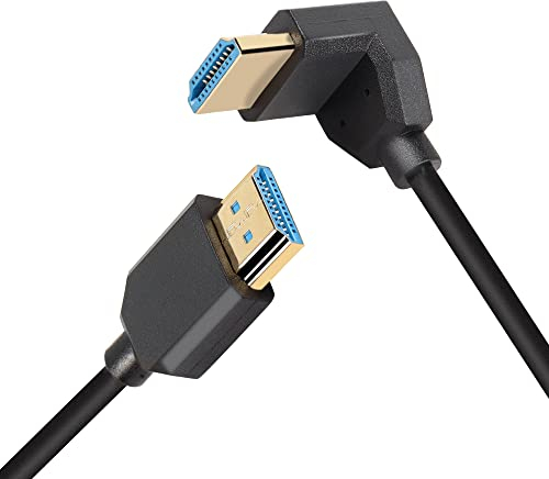 PNGKNYOCN Cable corto HDMI 2.1 de 8 K, 1ft cable HDMI de alta velocidad de 90 grados curva hacia arriba, cable HDMI macho a macho, compatible con 8 K a 60 Hz, HDR dinámico, HDCP,eARC (UP/0.3 m)