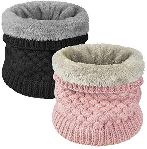 Yuson Girl Unisex Scarf Termal Stickad Tubular Neck med Polar Foder Balaclava Värmare Varm Hals Braga Vinter Man Kvinna för Löpning Skidåkning Cykling, Svart + rosa, one size