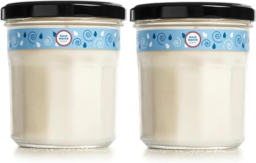 MRS. MEYER'S CLEAN DAY Soy Aromatherapy Candle, 35 Hour Burn Time, Made with Soy Wax and Essential Oils, Rain Water, 7.2 oz - Pack of 2