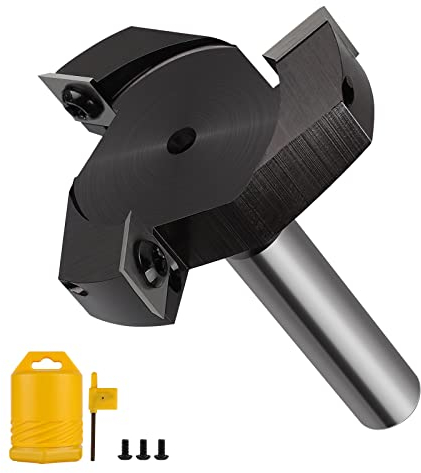 CPROSP Fraise à Surfacer Tige 12mm Défonceuse, Fraise de Rabotage avec Diamètre de Coupe de 60mm, Fraise a Raboter cmt avec 3 Lames, Fraise de Surfaçage pour le Lissage et le Nivellement Professionnel