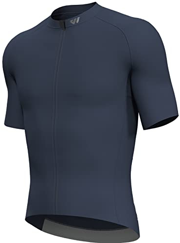 Lo.gas Radtrikot Herren Kurzarm, Rennrad Trikot Durchgehender Reißverschluss mit 3 Taschen, Grau Blau, L