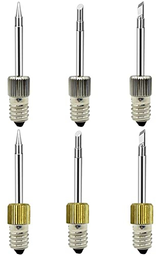 6 Stück Ersatz-Lötkolbenspitzen E10-Schnittstellenbatterie Wiederaufladbare USB-Profi-Lötnadelspitzen Lötspitzen-Set Ersatzlötspitzenset für USB Lötspitzen, für Outdoor-Werkzeug für den Innenbereich