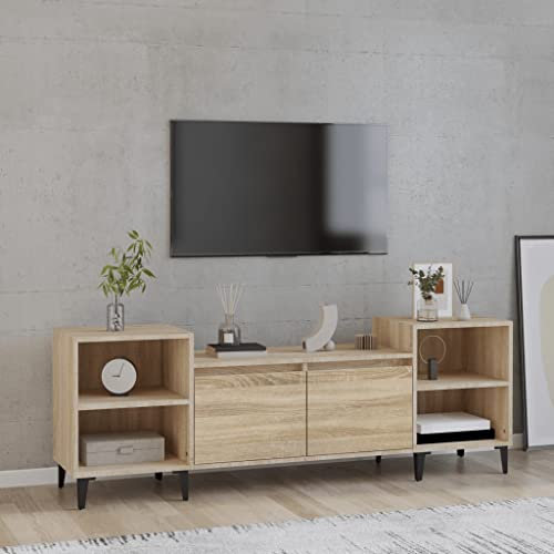 homiuse TV Lowboard Sonoma-Eiche 160x35x55 cm Holzwerkstoff TV Board Fernsehschrank Fernsehtisch TV-Schrank TV Kommode Fernseher Schrank TV Schrank Hoch TV-bänke & lowboards TV Cabinet