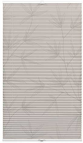 Deco Company Plissee zum Klemmen, Blickdichtes Faltrollo, Alle Montage-Teile inklusive, Plissee verspannt mit Zwei Bedienschienen, Japandi Bamboo, Grau, 50 x 130 cm