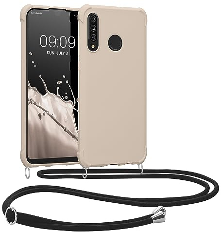 kwmobile Necklace Case kompatibel mit Huawei P30 Lite Hülle - Cover mit Kordel zum Umhängen - Silikon Schutzhülle Creme