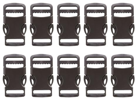 Estika Steckschnalle für gurtband 20mm, 25mm, 30mm, 35mm oder 40mm - Schwarz - Robuster Kunststoff Klickverschluss, Reparatur, Ersatzteile für Rucksack, Kofferband, Fahrradhelm, Paracord