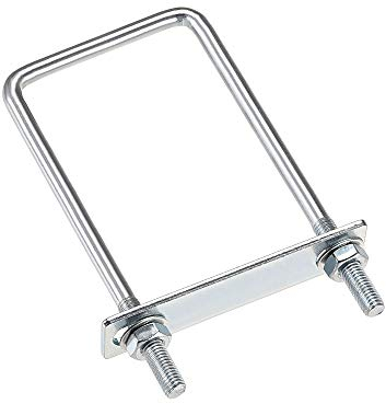 Rohrschelle, quadratische U-Bolzen, 60 mm Innenbreite, 100 mm Länge, Karbonstahl M8 mit Muttern, Rahmenplatte, runden Unterlegscheiben, 4er-Set (Size : 60x150mm(W*L))
