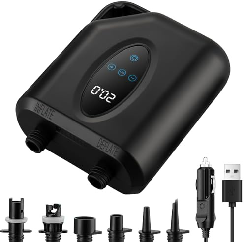 OBEST Pompa Elettrica SUP da 12000 mAh, 20 PSI Senza Fili, Gonfiaggio/Sgonfiaggio a due Livelli,Funzione di Spegnimento Automatico, Adatta per Kayak, Materasso/Sport Acquatici