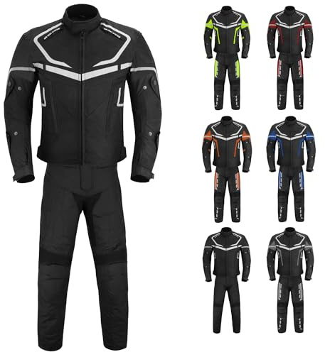 Vaster Moto Combinaison de moto imperméable pour homme, veste et pantalon, combinaison blindée, certification CE, armure amovible, vêtements de sport d'extérieur, Noir , 5X-Large