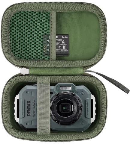 Khanka Hard Travel Case Replacement for PENTAX WG-1000 Waterproof Digital Compact Camera,Case Only. (Olive Green)