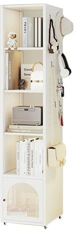 Rotierender Bücherregalturm，moderner Vertikaler Bücherregalturm，drehendes Bücherregal 360 Display Floor Standing，Drehregal Aus Stahl，bücherregal Weiß， Platzsparendes Drehendes Bücherschrank Turm(15x15