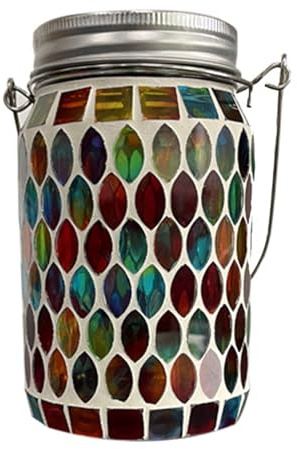ZAICOLER Solar Lanterns Outdoor, 600mAh with an IP44 Rating Mosaic Lamp Mason Jar Solar Lights for Outside for Tree, Garden, Patio, Party, Yard, Outdoor, Indoor (Multicolor)