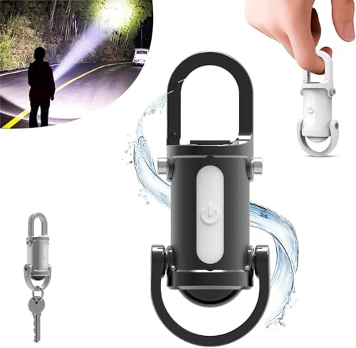 2026 New 2 in 1 Flashlight and Power Bank,1200LM Super Bright Mini Keychain Flashlight Waterproof, Torch,Rechargeable LED Keychain Torch, High Lumens EDC Pocket Flashlights for Hiking, Camping (Black)