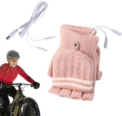 Sghtil Gants chauffants USB pour homme et femme, gants chauds et mi-doigts – Gants chauffants USB – Gants chauffants portables pour ordinateur portable pour l'équitation, la course à pied, le ski