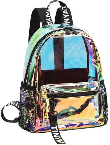 TINYAT Transparenter Damenrucksack, wasserdicht, Super-PVC, lässiger Rucksack, modischer Rucksack, Damen, Einkaufen, Dating, T9051, Bunt, 9051