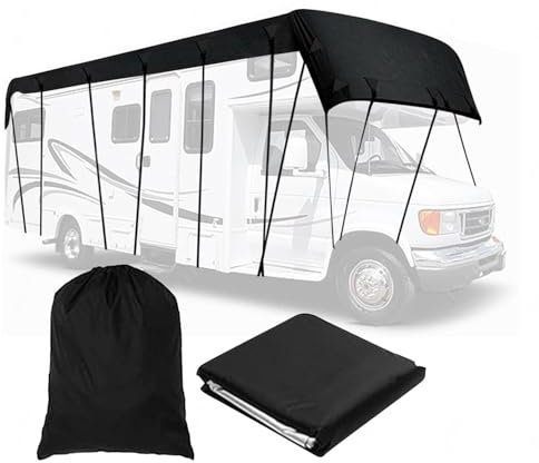 Wohnwagen Wohnmobil Schutzdach Dachschutzplane Abdeckung Schutzhülle 210D Wasserdicht, Staubdicht Und Sonnengeschützt Abdeckplane Wohnwagen Wohnwagen Abdeckung Winter 8.5m×3m
