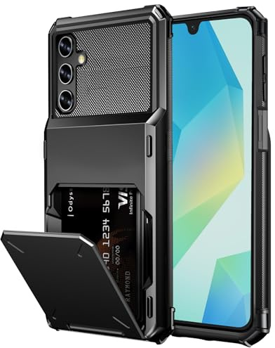 Vunake for Samsung A16 Phone Case with Card Holder[Max 4 Cards] Black | Dual Layer,Heavy Duty,Shockproof Protective,Hard PC Back Soft TPU Inner Bumper Wallet Cover for Samsung Galaxy A16 Phone Case