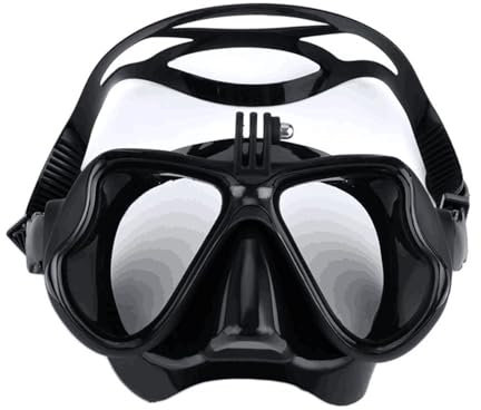 LCQSYE Tauchmasken Unterwassermaske Kamera Tauchmaske Schwimmbrille Schnorchel Tauchkamerahalter Schnorchelmaske(Black)