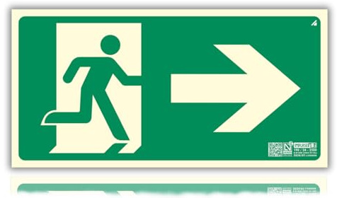 LEIASA | Señal Evacuación Flecha Salida Derecha Homologada - 16x32 cm - Clase B D≤10m - PVC Luminiscente - Señal Certificada en Sostenibilidad - Fotoluminiscente - Cartel Evacuación Salida Derecha