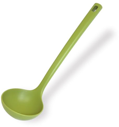 Fackelmann Mestolo in silicone, utensile da cucina per zuppe, in silicone antistatico, anima interna in acciaio, dimensioni 28,5x8 cm, Linea Oliva
