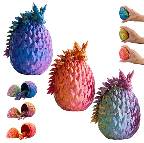 KAHAUS Lot d'œufs 3D - Œuf Magique avec bébé Dragon Multicolore - Jouet Surprise à éclore, Figurine Mobile et de Collection pour Enfants (Set of 3)