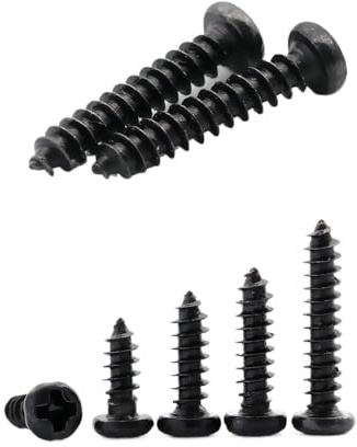 M2 Negro Acero Phillips Cabeza Redonda Pan Auto Rosca Tornillo Chapa Metal Madera Tornillo (100, M2 x 20mm)