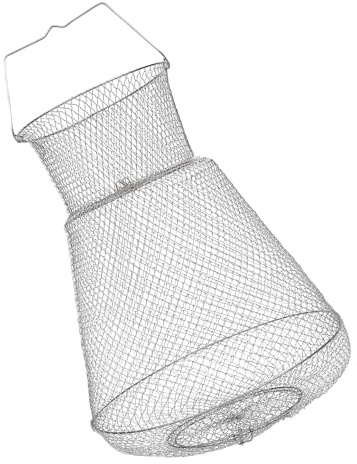 Fishing Landing Net Rotonda in Acciaio Inox, Cestino Pesci | Retino per Granchi, Attrezzi da Pesca, Portatile, Argento, per Fiume e Barca