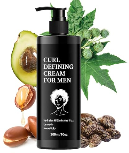 Lockencreme für Männer, Natur definiert Locken, mittlerer Halt für Kräuseln und Locken, feuchtigkeitsspendender Styler, Lockenverstärker, nicht fettend, geeignet für glattes und lockiges Haar (300 ml)