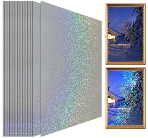 Nbbwwu Hojas Con Efecto Brillante Laminado | Pegatinas De Papel Holográfico A4 Para Manualidades - 20 Hojas Adhesivas Para Documentos Tarjetas Álbum Fotografías