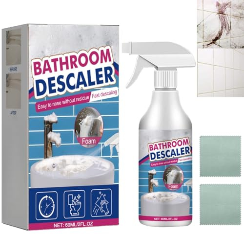 60ML Bathroom Descaler Foam Spray,Limescale Remover Foam Spray,Shower Cleaner Spr/ay,Fo/am Bathroom Cleaner,Multi Surface Cleaner,Stubborn Stains Cleaner for Bathtub,Toilet,Shower