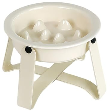 Gamelle pour chien - En céramique et métal - Anti-ingestion - Avec support en fer - Pour cuisine, maison, appartement, intérieur, extérieur, quotidien