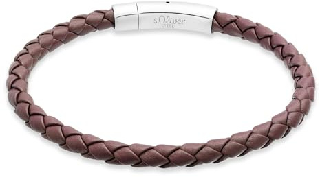 s.Oliver Herren Schmuck – Armband aus Leder mit Edelstahldetails – Klassisch, Zeitlos und Maskulin – Perfekte Geschenkidee