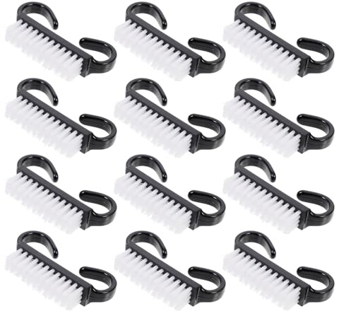 Herramienta de Limpieza de Uñas 12 Piezas Abs Negro | Mango Gran Espacio de Agarre, se Puede Suspender, Apto para Cocina y Fregaderos de Cobertizo