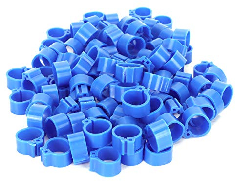 Almeigrity 200 Stück 10 mm Tauben-Kein-Wort-Beinring, Geflügel-Fußclip, Identifikationsring, Vogelzubehör (Blau)