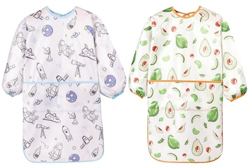 FENGCHUANG Armellätzchen 2 Stück Blau/Grün Set Lätzchen