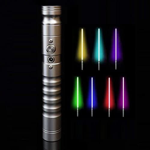 VNVFJKLO Spade Laser, 2 Set Soundfonts Force Toys Regalo Spade Laser Decorazioni Luci, Oggetti di Scena for Feste Halloween, Supporto Duello for Regali Compleanno(Silver)