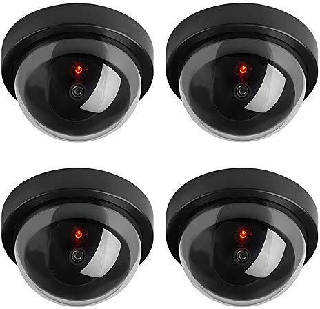 ELEAR™ 4 X noir Dôme Fausse sécurité fictive Caméra CCTV imperméable à l'eau IR LED Clignotant Rouge Lumière Surveillance intérieure extérieure