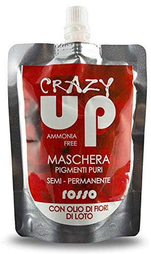 Crazy Up Maschera Colorante Senza Ammoniaca Semipermanente per Capelli - 200 ml (Rosso)