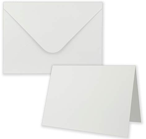 100x Faltkarten-Set inklusive Briefumschläge größer als DIN B6 - Übergröße - Blanko Einladungs-Karten in Weiß - Klappkarten mit Umschlägen