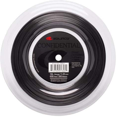 Solinco Confidential Tennissaitenrolle 200m Hochleistungs-Co-Polyester-Monofil für Power, Spin, Kontrolle & Komfort, 18