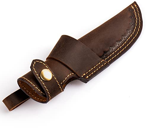 Gentlestache Horizontal Knife Sheath for belt EDC Compact Draw Knife Holster Dark Brown