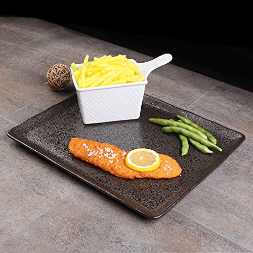 Holst Porzellan RT 333 SET 2 Porzellan Servierset Schnitzel mit Pommes Carbon Schwarz/Anthrazit