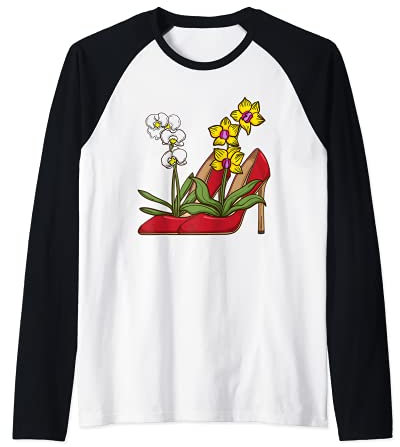 High Heel Shoe Lover Women Plants Florist Women Orchid Raglan Baseball Tee