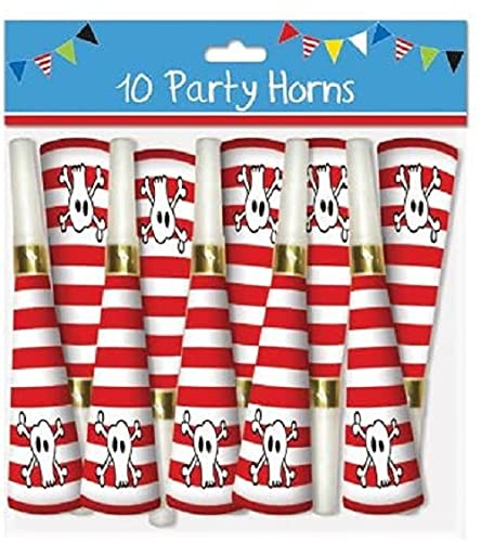 JMS we create smile Pack of 10 Party Horns Pirates Design Blowouts Birthday Loot | Bag Filler
