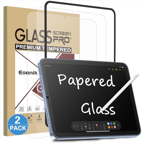 Esanik Feel Like Paper für iPad mini 7 Generation (A17 Pro 2024) / iPad Mini 6 (2021) 8,3 Zoll Schutzfolie, 9H Für Panzerglas Matte Schreibfolie (2 Stück)