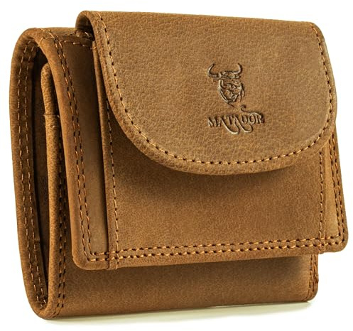 MATADOR Herren Portemonnaie Klein Leder #GENF Mini Portemonnaie mit edler Geschenk Box, Elegante Geldtasche mit RFID Blocker, Luxus Brieftasche Herren Klein mit vielen Fächern in Braun Hell