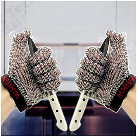 CXKJP Schnittfeste Handschuhe 2 STÜCKE Edelstahl Schnittfeste Handschuhe Kettenhandschuhe, Schlachthof Metzger Fleisch Schneiden Sicherheitsarbeitshandschuhe (Size : L/2 PCS)
