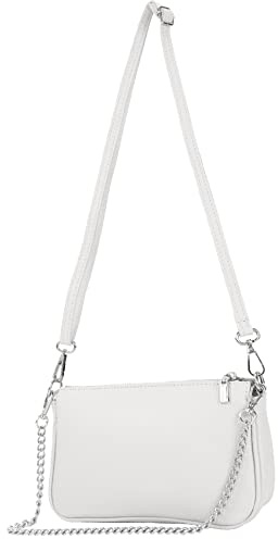 modamoda de - T237 - Umhängetasche Klein Small aus ital. Leder, Farbe:Weiß