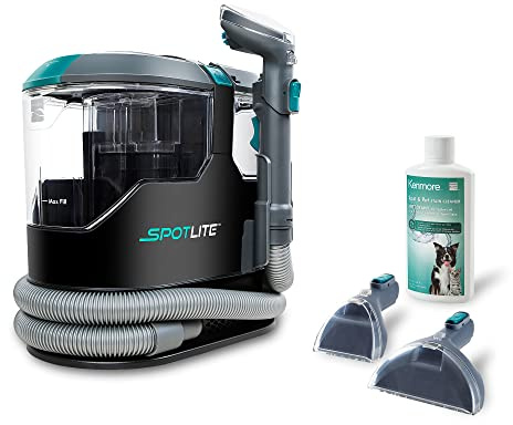 Kenmore KW2001 SpotLite Portable Carpet Spot Cleaner & Pet Stain Remover, 17Kpa Powerful Suction with Versatile Tools for Upholstery, Couches, Car and Auto Detailer, Gray