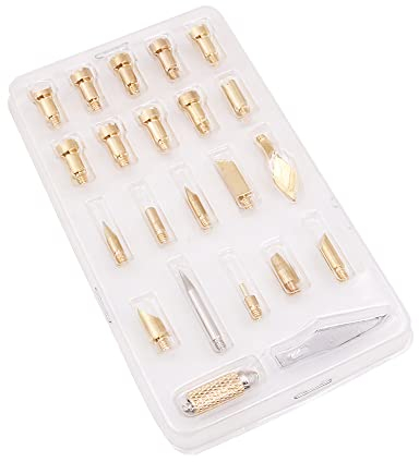 VOANZO Holzbrennstiftspitzen, Schablonen-Set, Löten, Brandmalerei, Arbeiten, Schnitzen, Prägen, Schnitzen, Eisen, Metallbrennstiftspitzen für Holzbrennwerkzeug, 23 Stück